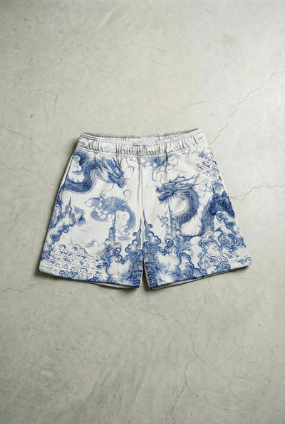PORCELAIN DRAGON MESH SHORTS (WHITE)