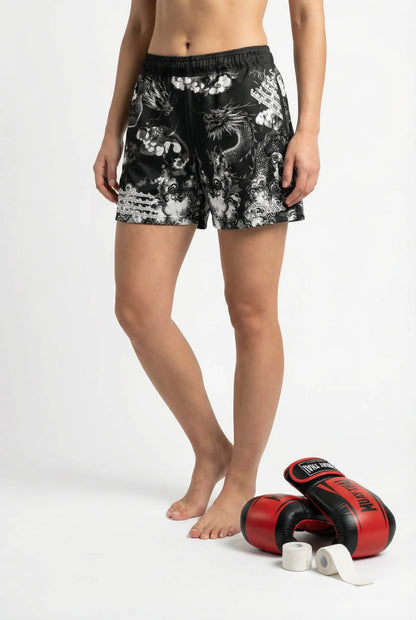 PORCELAIN DRAGON MESH SHORTS (BLACK)